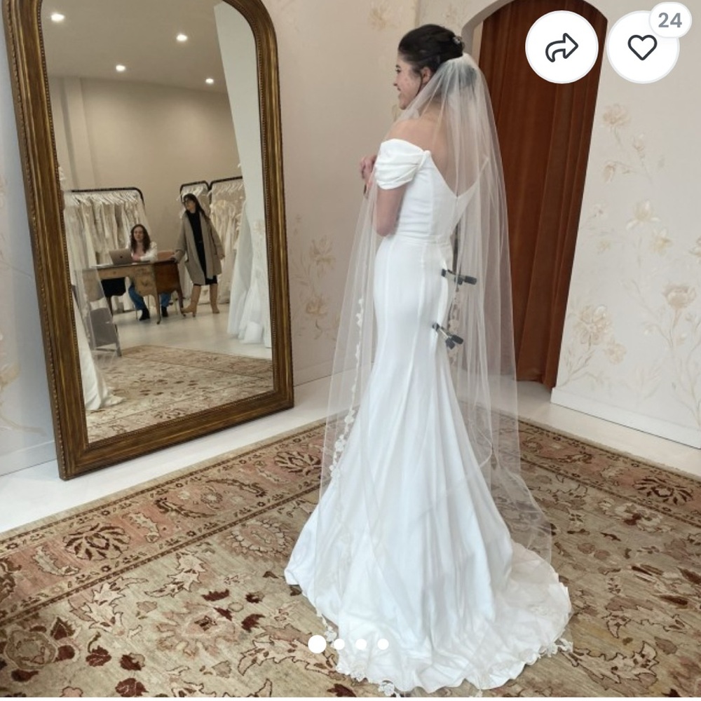 Sarah Seven Off-Shoulder White Gown - Picture 2 of 4